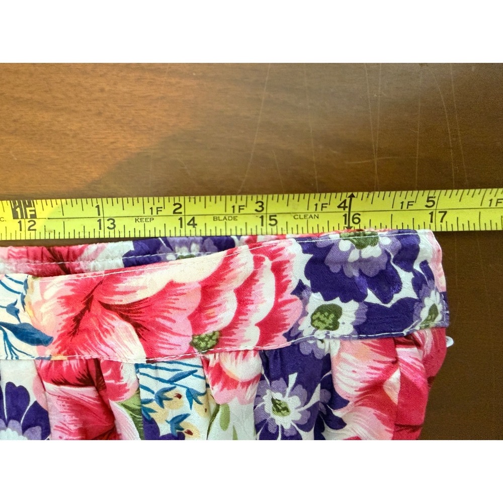 Anne Crimmins Umi Collections Skirt Set Women 12 Pink Floral Silk Linen Vtg 2pc - Picture 13 of 13